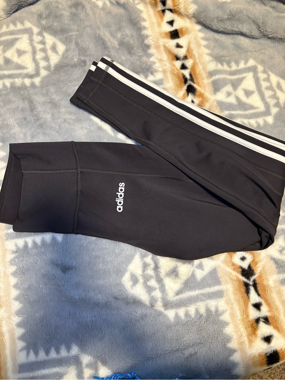 adidas Black Leggings with White Side Stripes
